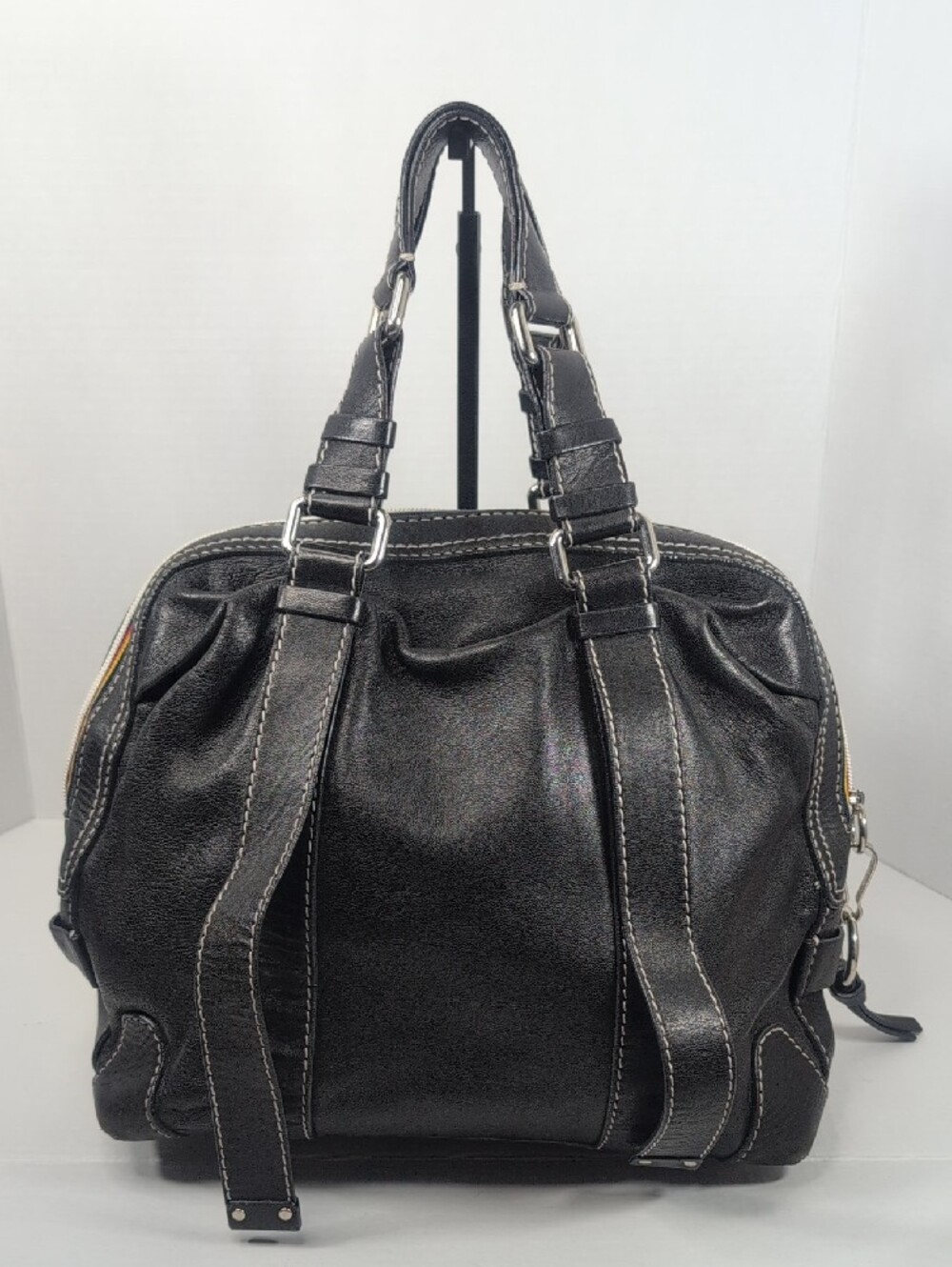 Chloe Vintage 2000's Black Leather Patsy Boston Bowling Bag - Picture 3 of 13